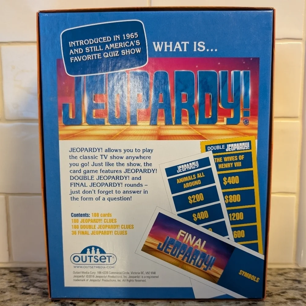 Jeopardy! Quiz Show Game 108 Cards By Outset Complete 2016